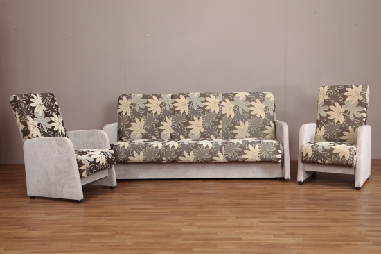 Zestaw wersalka z fotelami LEO o wąskich  prostych bokach 
